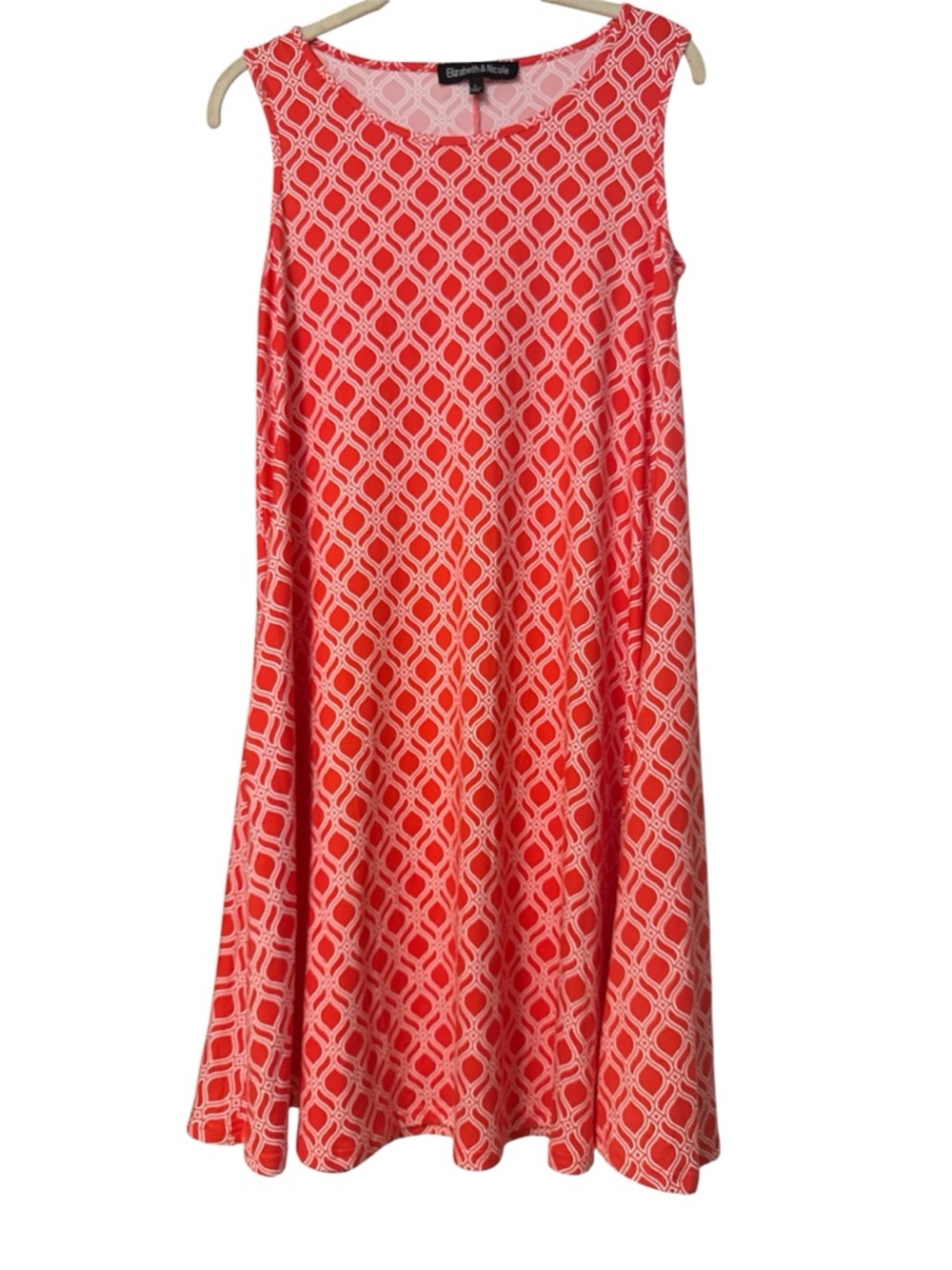 Elizabeth and Nicole size small Coral Geometric sleeveless pullover dress
